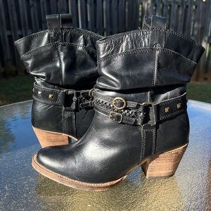 Steve Madden P-tanner Black Leather Western Boots, 7.5